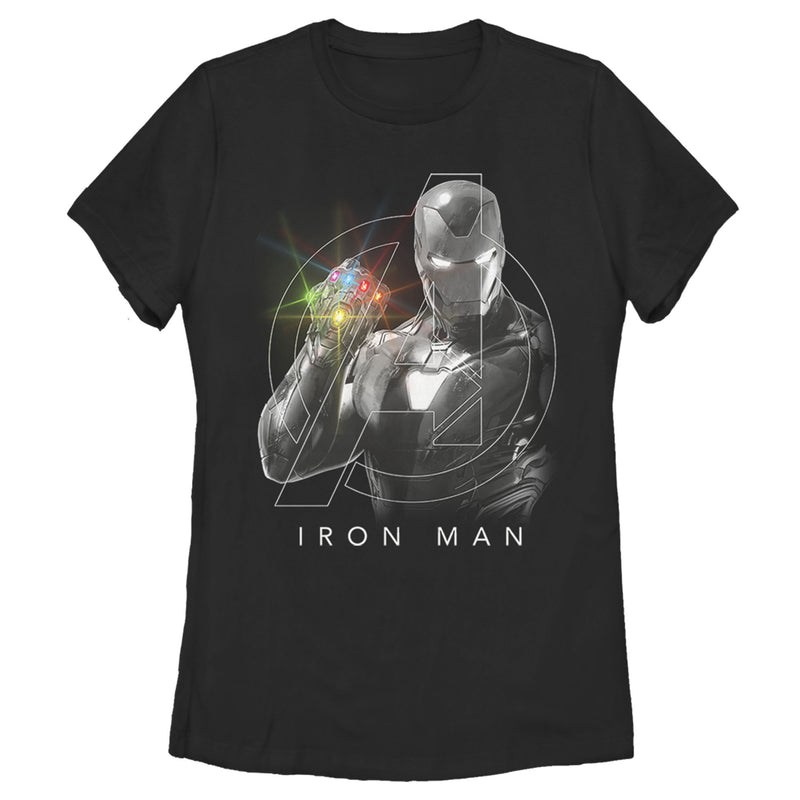 Women's Marvel Avengers: Endgame Glowing Stones Logo Overlay Portrait T-Shirt