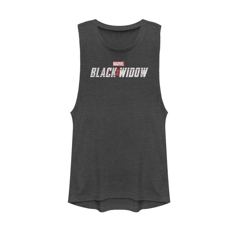 Junior's Marvel Black Widow Movie Logo Festival Muscle Tee