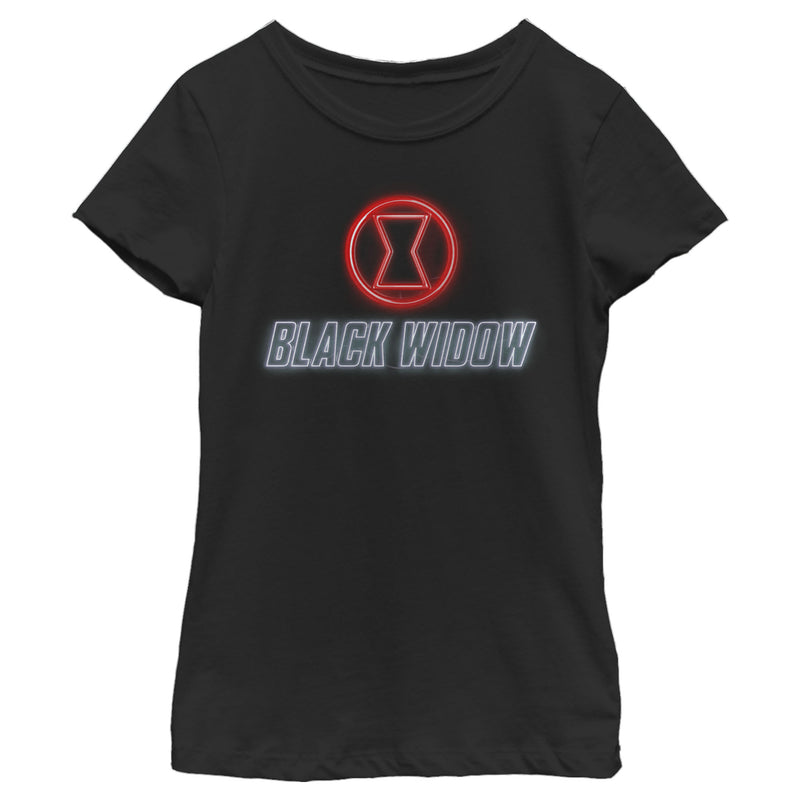 Girl's Marvel Black Widow Neon Hourglass T-Shirt