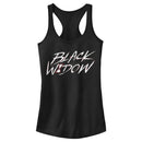 Junior's Marvel Black Widow Chalk Logo Racerback Tank Top