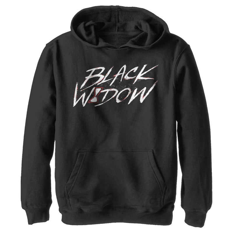 Boy's Marvel Black Widow Chalk Logo Pull Over Hoodie