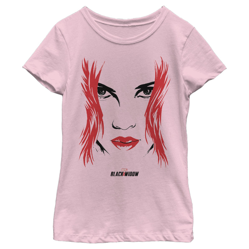 Girl's Marvel Black Widow Painted 80's Face T-Shirt