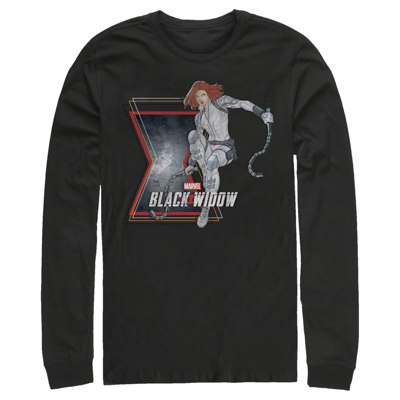 Men's Marvel Black Widow Vintage Pose Long Sleeve Shirt