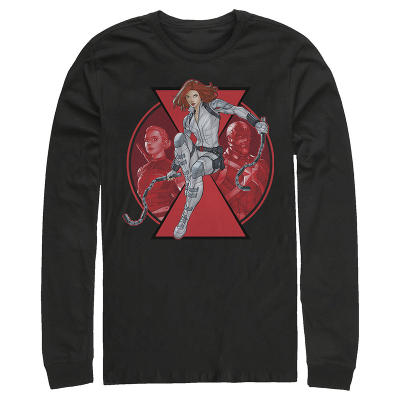 Men's Marvel Black Widow Family Circle Long Sleeve Shirt