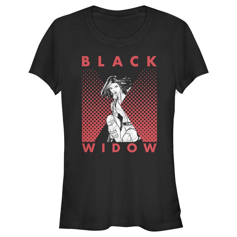 Junior's Marvel Black Widow Gradient Pose T-Shirt