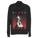 Junior's Marvel Black Widow Gradient Pose Cowl Neck Sweatshirt