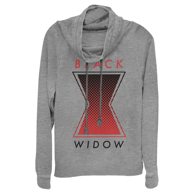 Junior's Marvel Black Widow Gradient Logo Cowl Neck Sweatshirt