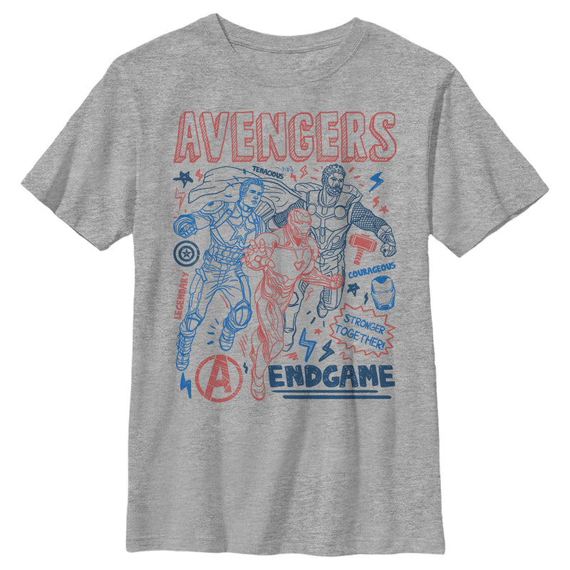 Boy's Marvel Avengers: Endgame Cartoon Doodle Print T-Shirt