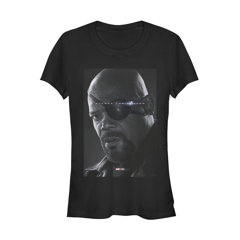 Junior's Marvel Avengers: Endgame Nick Fury Poster T-Shirt