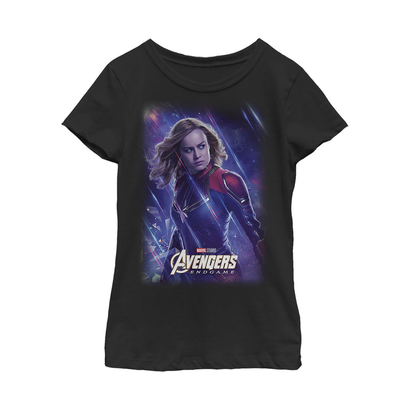 Girl's Marvel Avengers: Endgame Captain Marvel Streaks T-Shirt