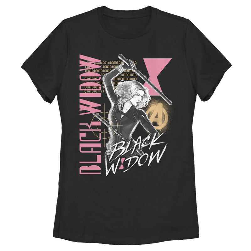 Women's Marvel Black Widow Binary Code T-Shirt