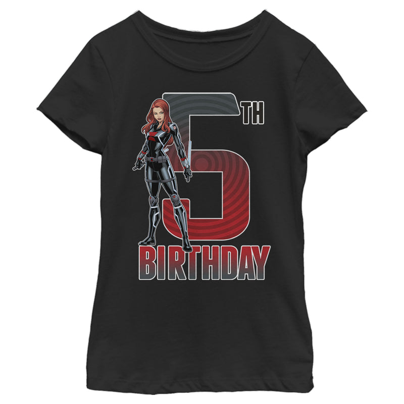 Girl's Marvel Black Widow 5th Birthday T-Shirt