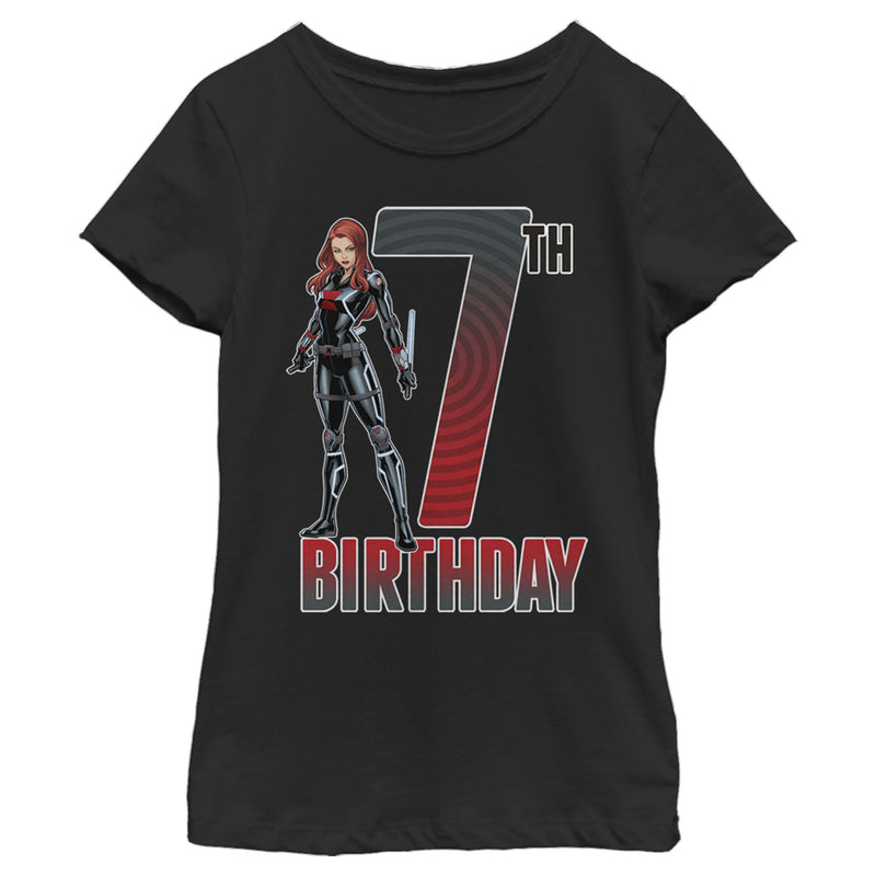 Girl's Marvel Black Widow 7th Birthday T-Shirt