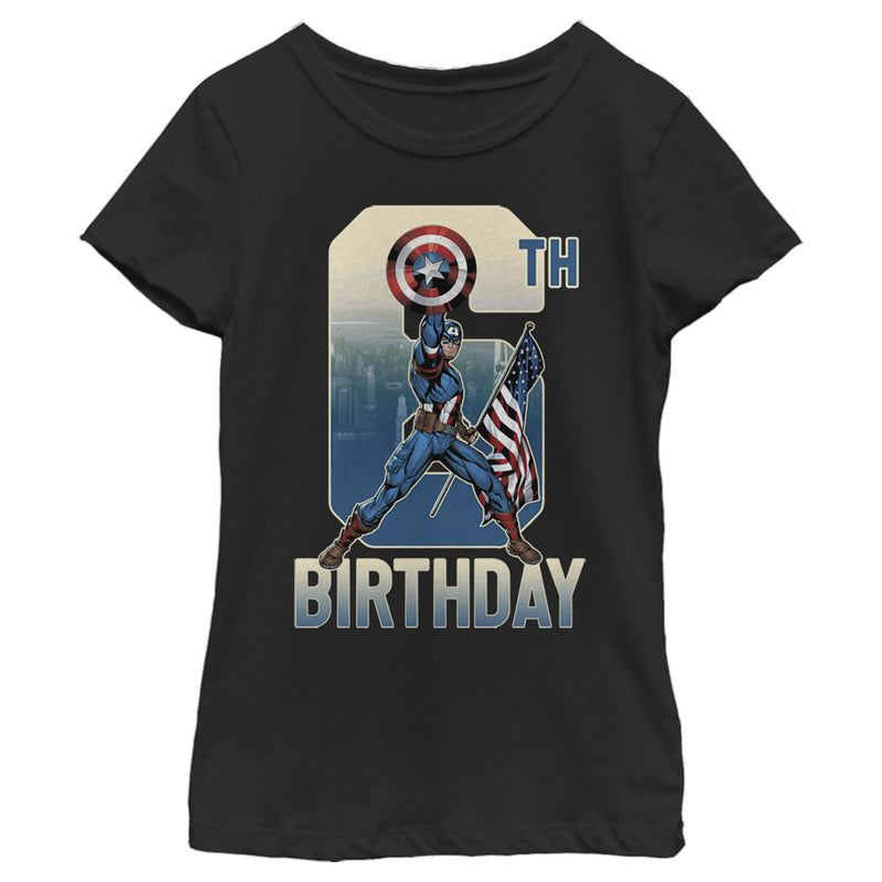 Girl's Marvel Captain America 6th Birthday T-Shirt