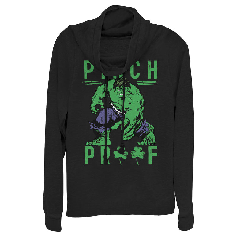 Junior's Marvel St. Patrick's Day Hulk Pinch Proof Cowl Neck Sweatshirt