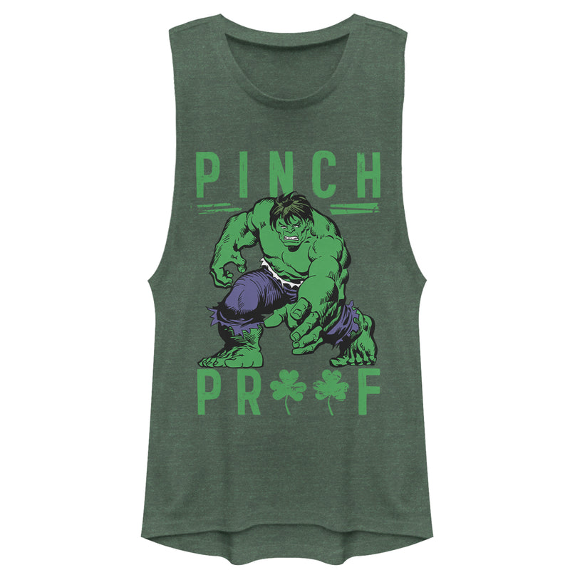 Junior's Marvel St. Patrick's Day Hulk Pinch Proof Festival Muscle Tee