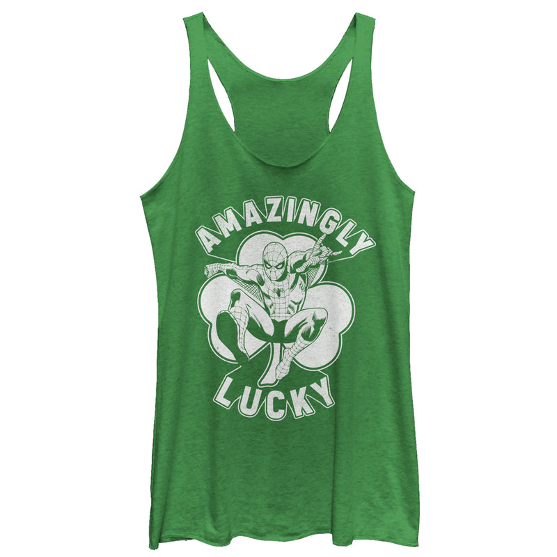 Women's Marvel St. Patrick's Day Spider-Man Lucky Clover Racerback Tank Top