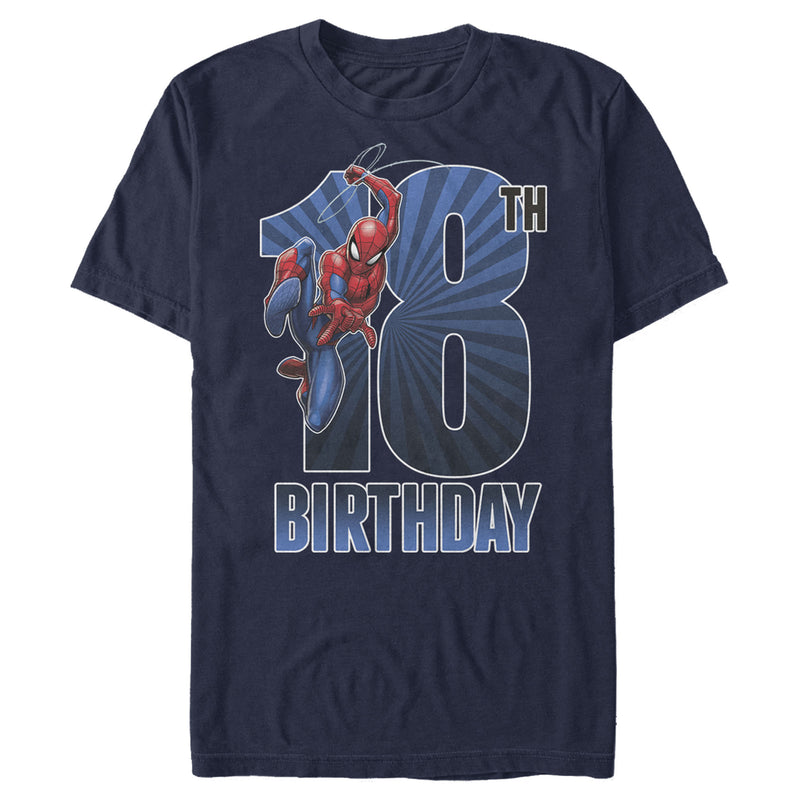 Men's Marvel Spider-Man Swinging 18th Birthday T-Shirt