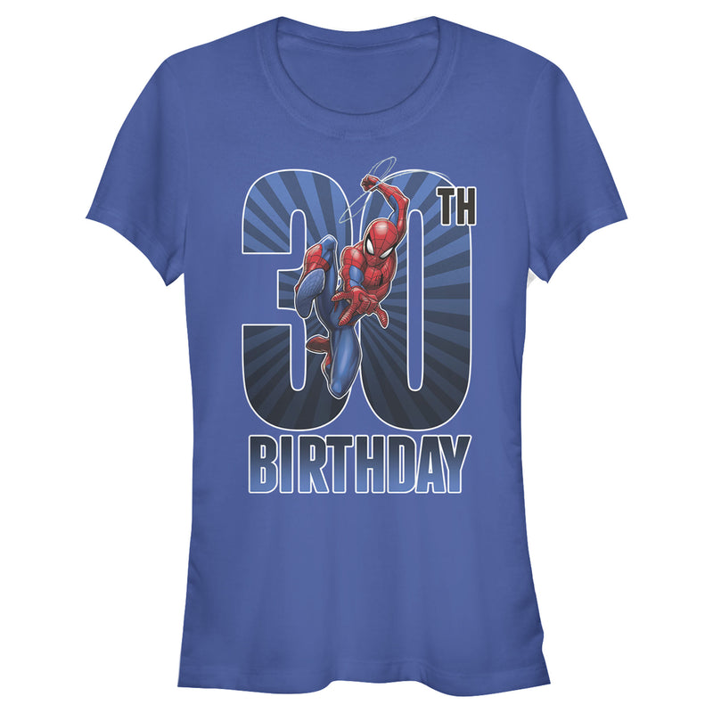 Junior's Marvel Spider-Man Swinging 30th Birthday T-Shirt