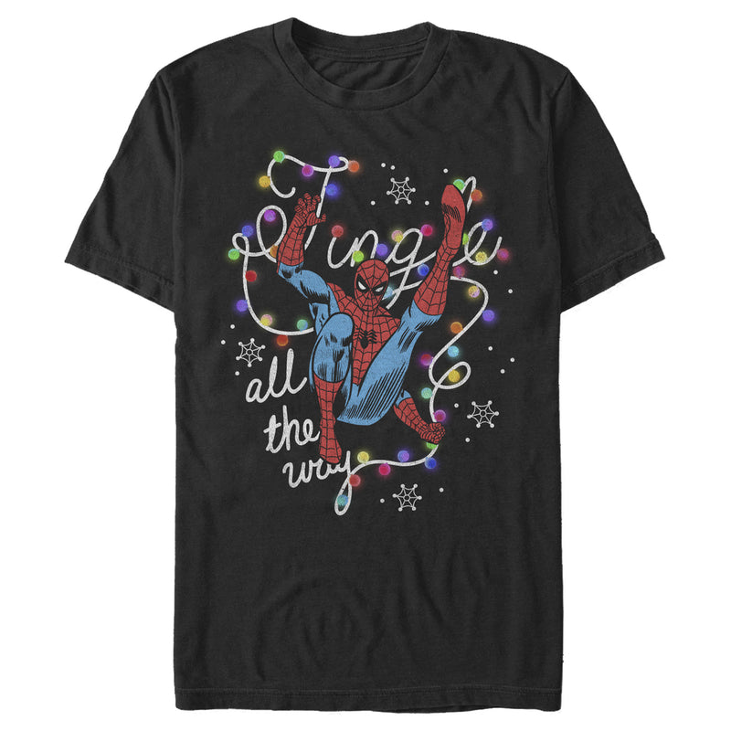 Men's Marvel Christmas Spider-Man Jingle All the Way Lights T-Shirt