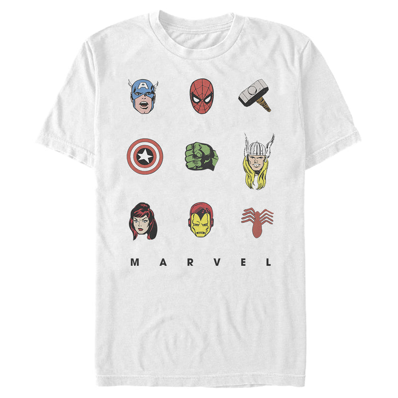 Men's Marvel Hero Face Tic-Tac-Toe T-Shirt