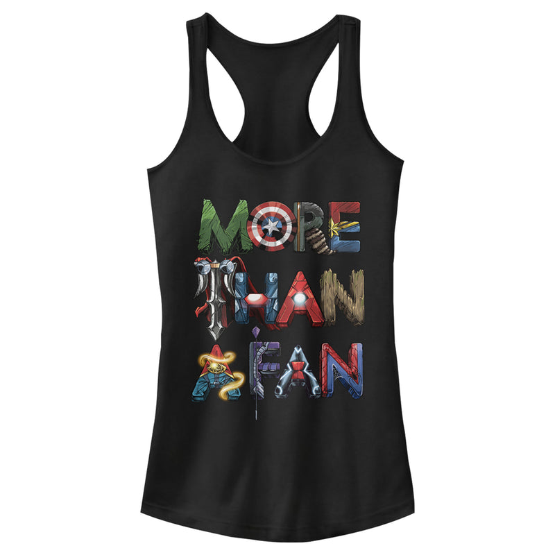 Junior's Marvel More Than a Fan Hero Font Racerback Tank Top