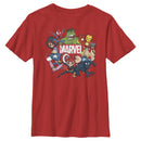 Boy's Marvel Brick Logo Character Pile T-Shirt