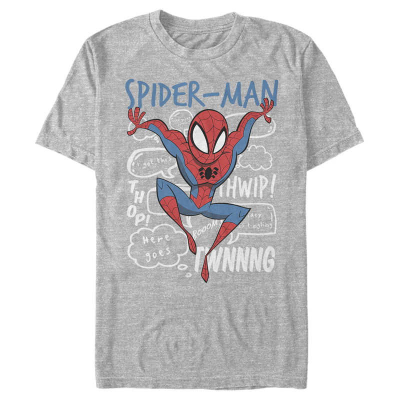 Men's Marvel Spider-Man Cartoon Bubbles T-Shirt