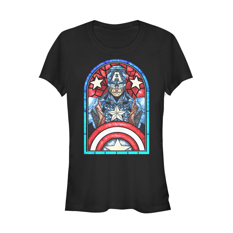 Junior's Marvel Captain America Stained Glass T-Shirt