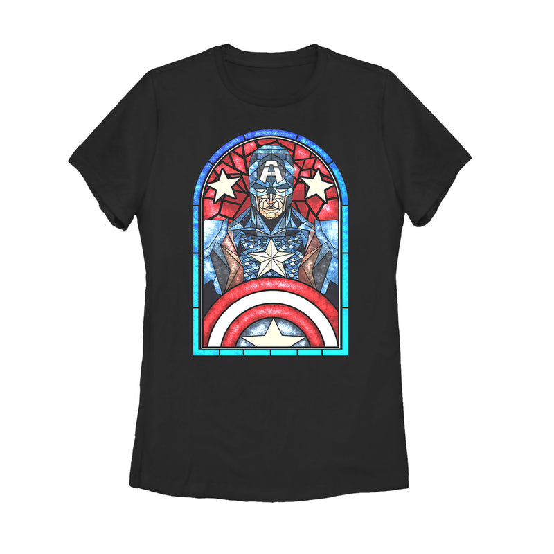 Women's Marvel Captain America Stained Glass T-Shirt