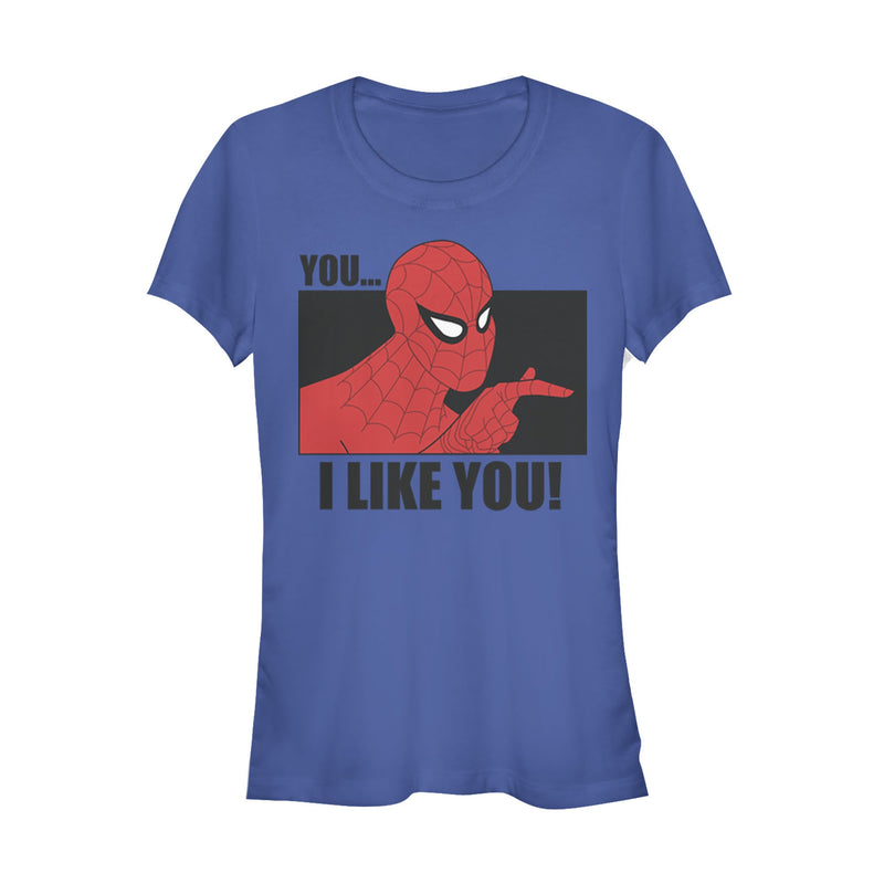 Junior's Marvel Spider-Man Likes You T-Shirt