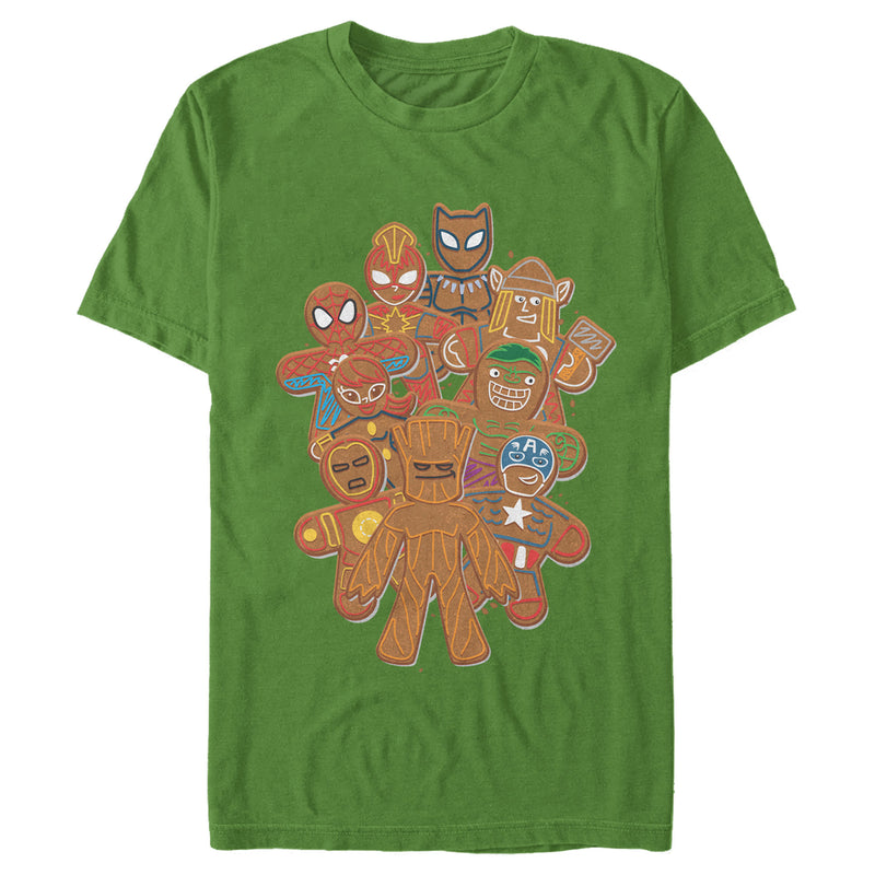 Men's Marvel Christmas Gingerbread Cookie Heroes T-Shirt