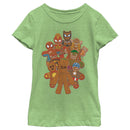 Girl's Marvel Christmas Gingerbread Cookie Heroes T-Shirt
