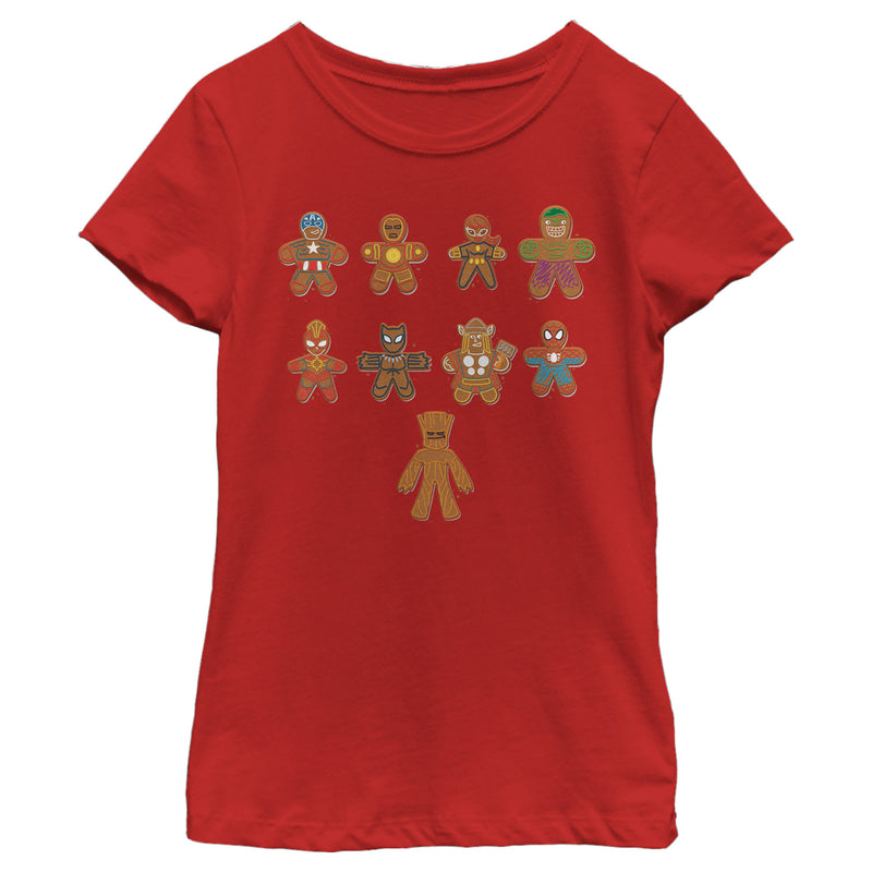 Girl's Marvel Christmas Gingerbread Cookie Avengers T-Shirt