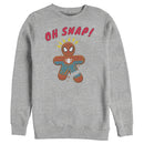 Men's Marvel Christmas Spider-Man Snap Gingerbread Cookie Sweatshirt