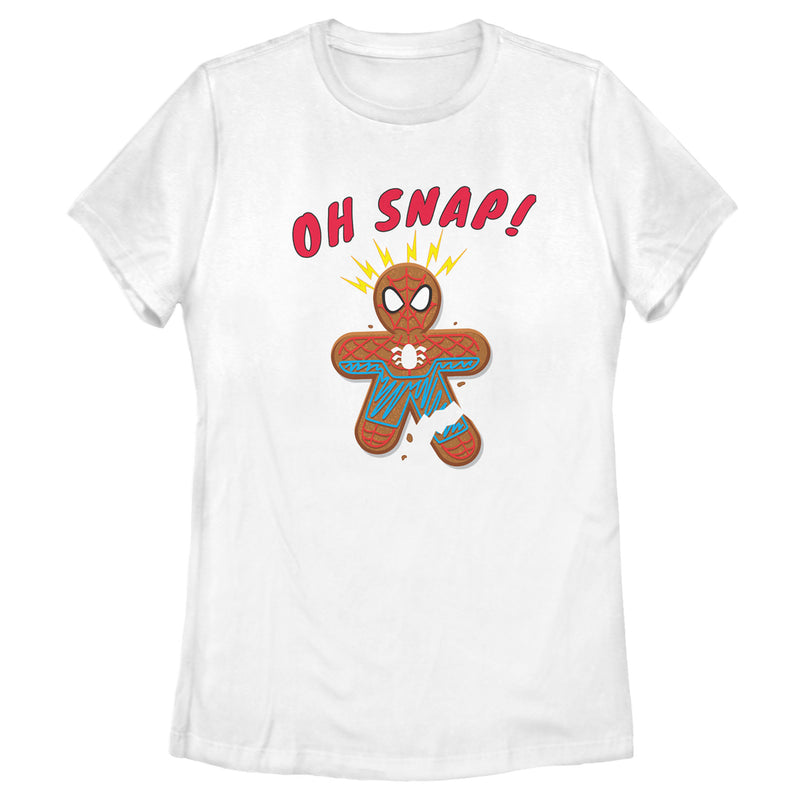 Women's Marvel Christmas Spider-Man Snap Gingerbread Cookie T-Shirt