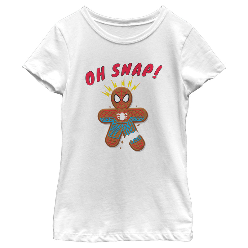 Girl's Marvel Christmas Spider-Man Snap Gingerbread Cookie T-Shirt