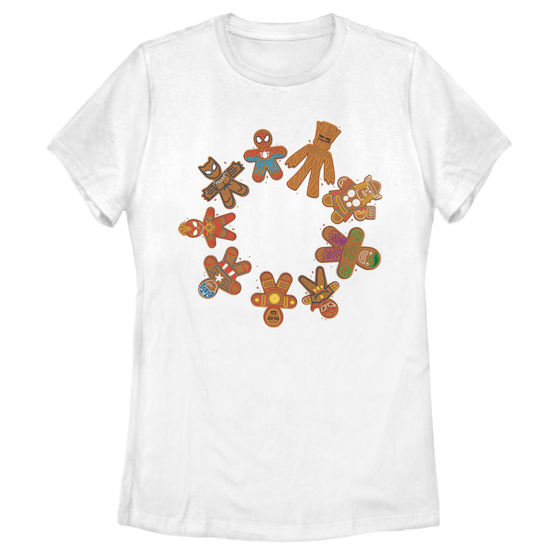 Women's Marvel Christmas Gingerbread Cookie Circle T-Shirt