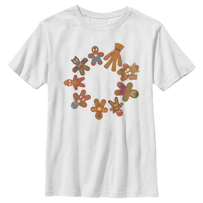 Boy's Marvel Christmas Gingerbread Cookie Circle T-Shirt