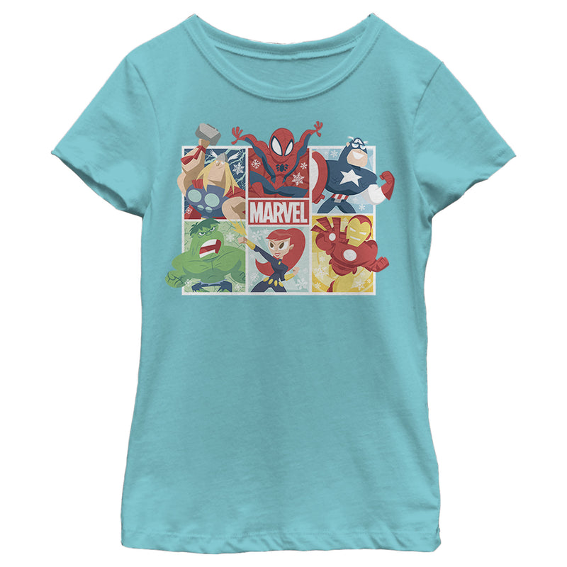 Girl's Marvel Winter Holiday Heroes T-Shirt