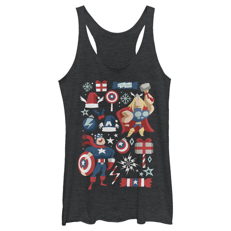 Women's Marvel Christmas Festive Hero Icons Racerback Tank Top