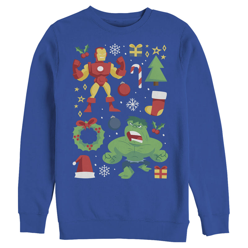 Men's Marvel Christmas Iron Man & Hulk Cheer Sweatshirt