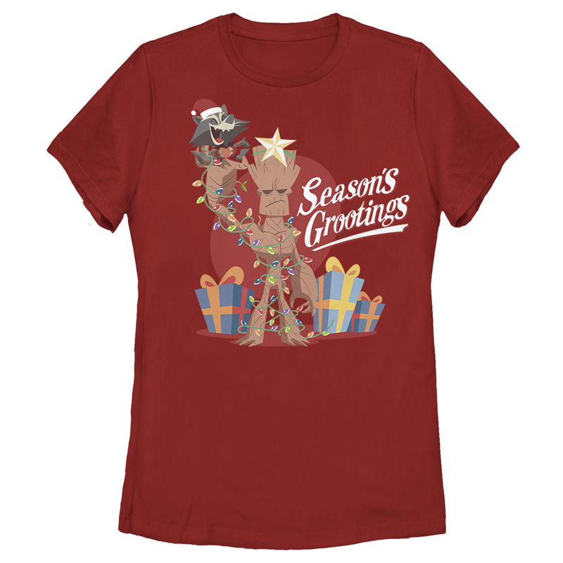 Women's Marvel Christmas Groot & Rocket Season Grooting T-Shirt