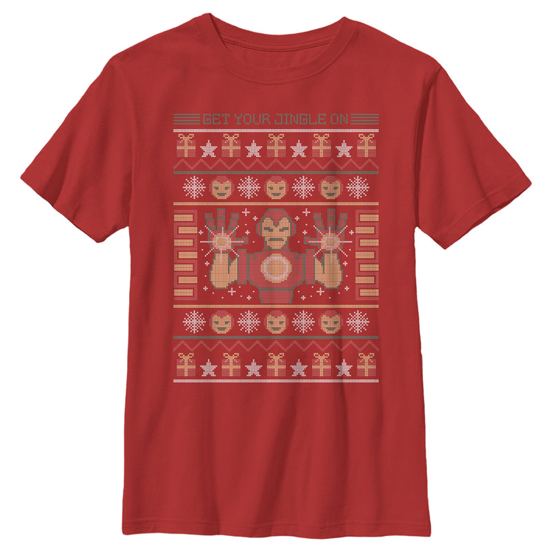 Boy's Marvel Ugly Christmas Iron Man T-Shirt