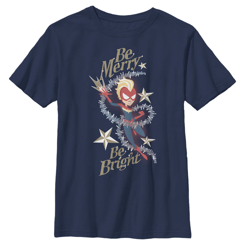Boy's Marvel Christmas Captain Marvel Merry & Bright T-Shirt