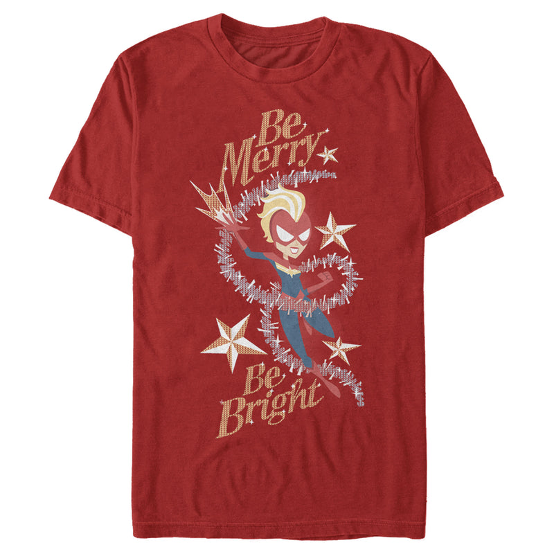 Men's Marvel Christmas Captain Marvel Merry & Bright T-Shirt