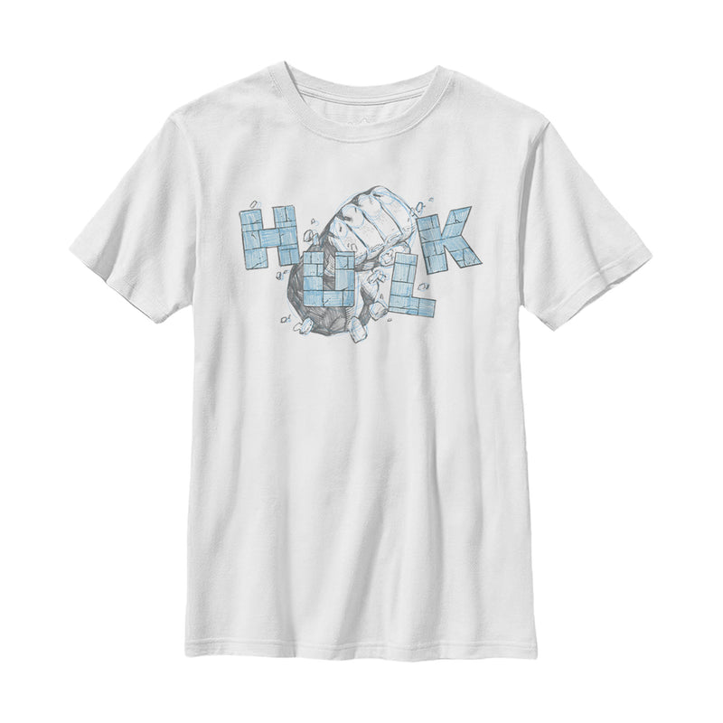 Boy's Marvel Hulk Brick Pencil Sketch T-Shirt