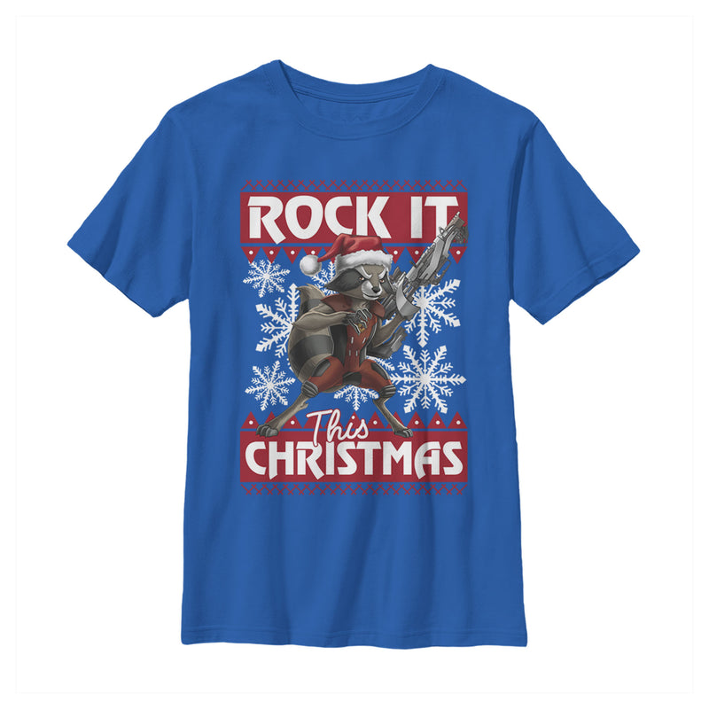 Boy's Marvel Christmas Rocket Greetings T-Shirt