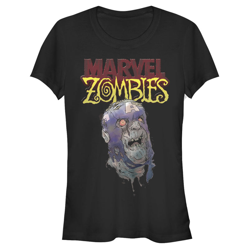 Junior's Marvel Zombies Captain America Face T-Shirt