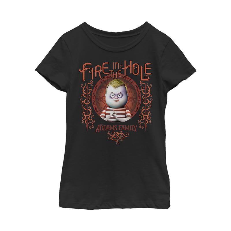 Girl's Addams Family Pugsley Fire in the Hole T-Shirt